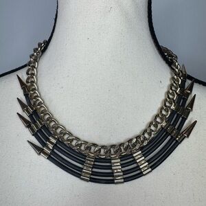 Silver and Black Statement Necklace - Zara